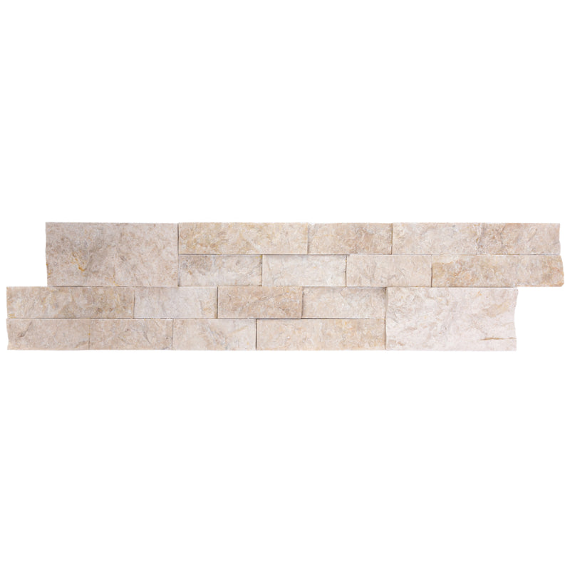 Cappucino Ledger 3D Panel 6x24 Split-face Natural Marble Wall Tile single top view