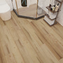 WPC Vinyl Rigid Core 7" Width 48" RL 8.5mm Thick, 1.5mm IXPE Caribbean Sand, Bermuda Floors - Mazzia Collection bathroom view 2