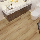 WPC Vinyl Rigid Core 7" Width 48" RL 8.5mm Thick, 1.5mm IXPE Caribbean Sand, Bermuda Floors - Mazzia Collection bathroom view 3