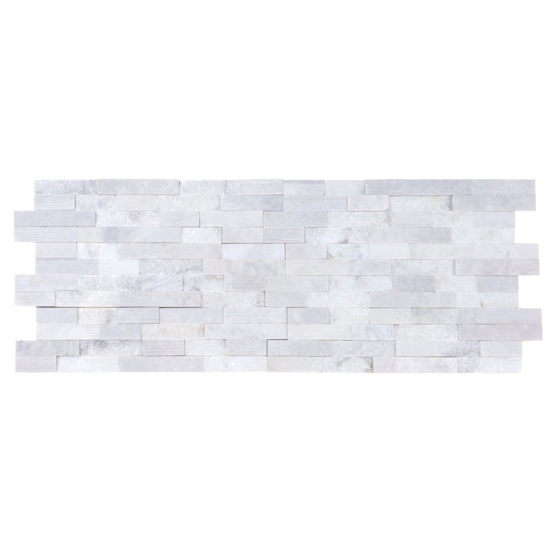 Carrara White Ledger 3D Panel 6"x24" Natural Marble Wall Tile multi surface finish- Full Truckload multiple top view