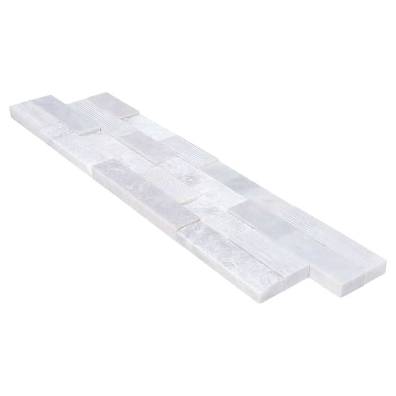 Carrara White Ledger 3D Panel 6"x24" Natural Marble Wall Tile multi surface finish- Full Truckload profile closeup view