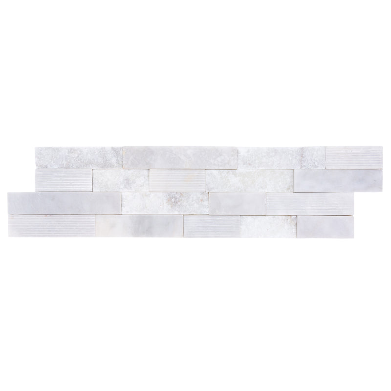 Carrara White Ledger 3D Panel 6"x24" Natural Marble Wall Tile multi surface finish- Full Truckload top view