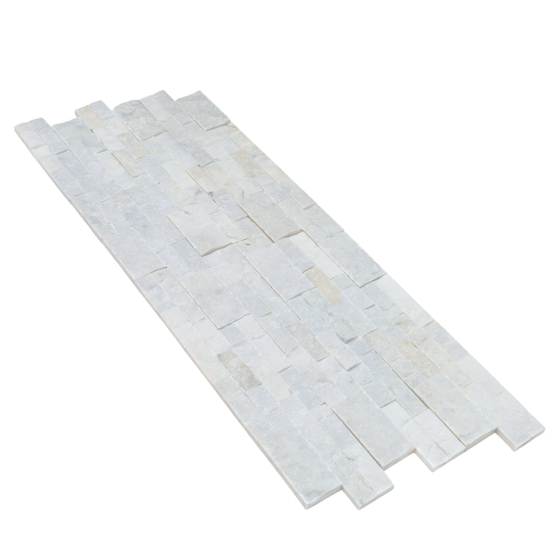 Carrara White Ledger 3D Panel 6"x24" Natural Marble Wall Tile - Full Truckload multiple panels top angle view