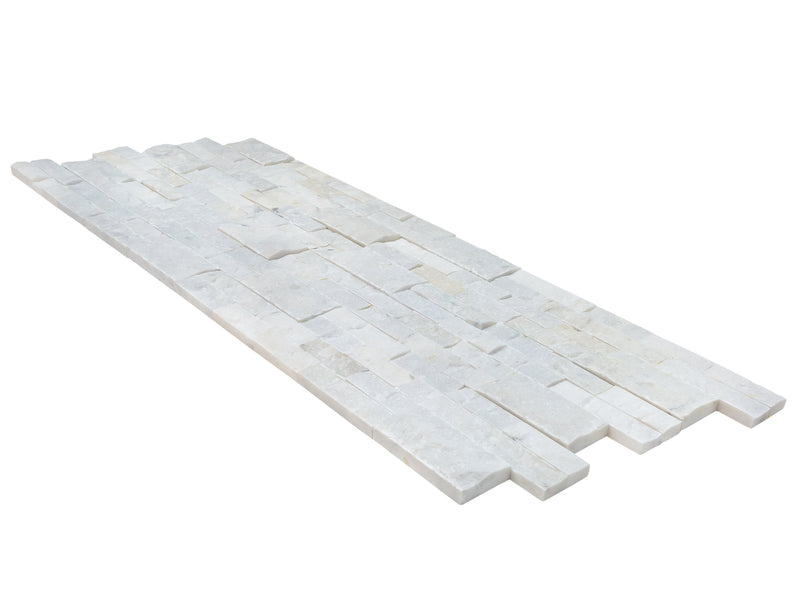 Carrara White Ledger 3D Panel 6"x24" Natural Marble Wall Tile - Full Truckload profile wide view