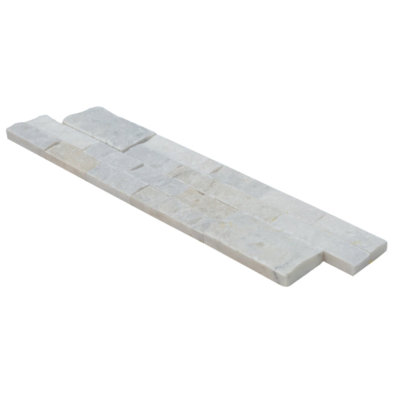 Carrara White Ledger 3D Panel 6"x24" Natural Marble Wall Tile - Full Truckload one panel profile view