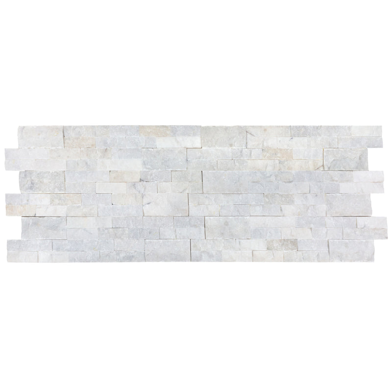 Carrara White Ledger 3D Panel 6"x24" Natural Marble Wall Tile - Full Truckload multiple panels top view
