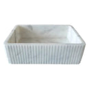Carrara White Marble Wall-Mount Bathroom Sink - Ribbed Textured 16x24