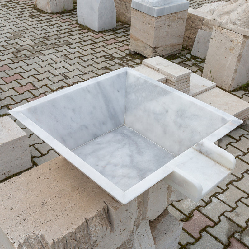 Carrara white marble Natural Stone Pool Cascade Water Bowl angle