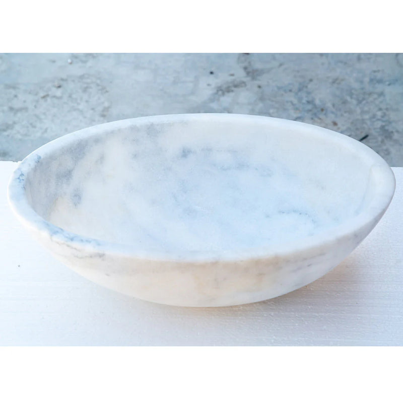 Carrara White Marble Natural Stone Oval Vessel Sink Polished (W)16" (L)21" (H)6" angle view