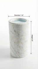 Cararra White Marble Designer Pedestal Stand-Alone Fluted Sink (W)18" (L)18" (H)33"