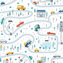 Playroom Wallpaper for Boy's Room | Cars, Roads, Houses