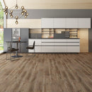 SPC Vinyl Rigid Core 7" Width 60" RL, 6mm Thick, 1.5mm IXPE Caspian Ash, Peninsula - Mazzia Collection kitchen view