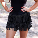 Catalena Fringe Rhinestone Skort Miniskirt Shorts in Black [Available in SM-L]