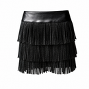 Catalena Fringe Rhinestone Skort Miniskirt Shorts in Black [Available in SM-L]