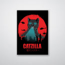 Catzilla Print Metal Wall Art – Funny Cat Humor Pop Culture Home Decor