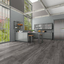 WPC Vinyl Rigid Core 9" Width 60" RL 8.5mm Thick, 1.5mm IXPE, Celestial Shadow, Romulus Floors - Mazzia Collection kitchen view 2