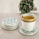 Mascot Hardware Ceramic Round 4 Pieces Aqua & Gold Coaster Set (Set of 4)