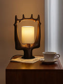 Cervina Sculptural Wood Ring Table Lamp
