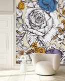 Elegant Modern Beige Floral Wallpaper