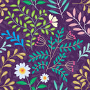 Contemporary Violet Floral Wallpaper