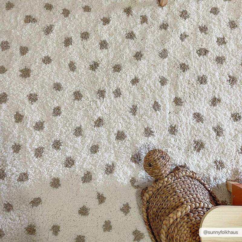 Chaia Dotted Cream & Gray Plush Rug