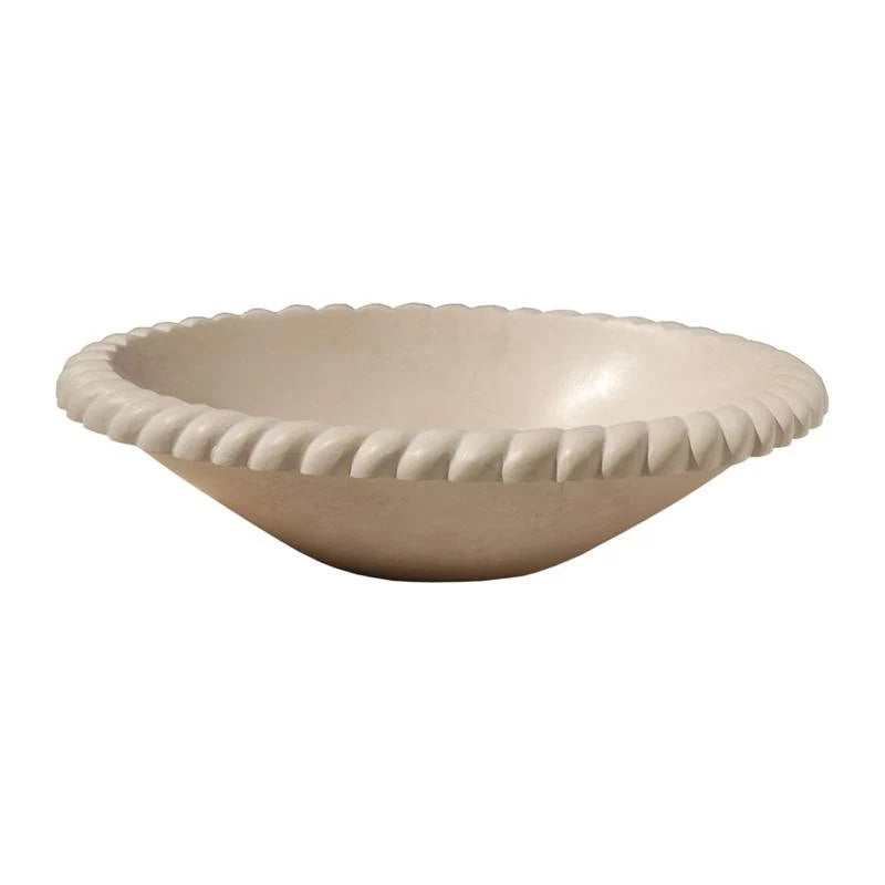 Champagne White Limestone Natural Stone Oval Braid self-rimming Vessel Sink 20020054 Polished product view