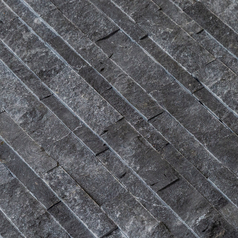 Charcoal Cambria Ledger 3D Panel 6.8x20.8 Split-face Natural marble Wall Tile multiple closeup view