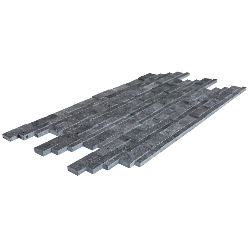 Charcoal Cambria Ledger 3D Panel 6.8x20.8 Split-face Natural marble Wall Tile multiple profile wide view