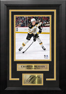 Charlie McAvoy in Action Boston Bruins 8" x 10" Vertical Framed Hockey Photo with Engraved Autograph