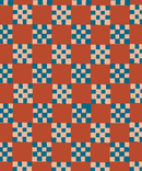 Checkered Quilt Wallpaper, rust, peach & blue