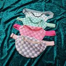 Checkered Belt Bag Fanny Pack Y2K Gen Z Aesthetic win 4 Colors [Violet, Pink, Green, Gray] 9.5" x 6"