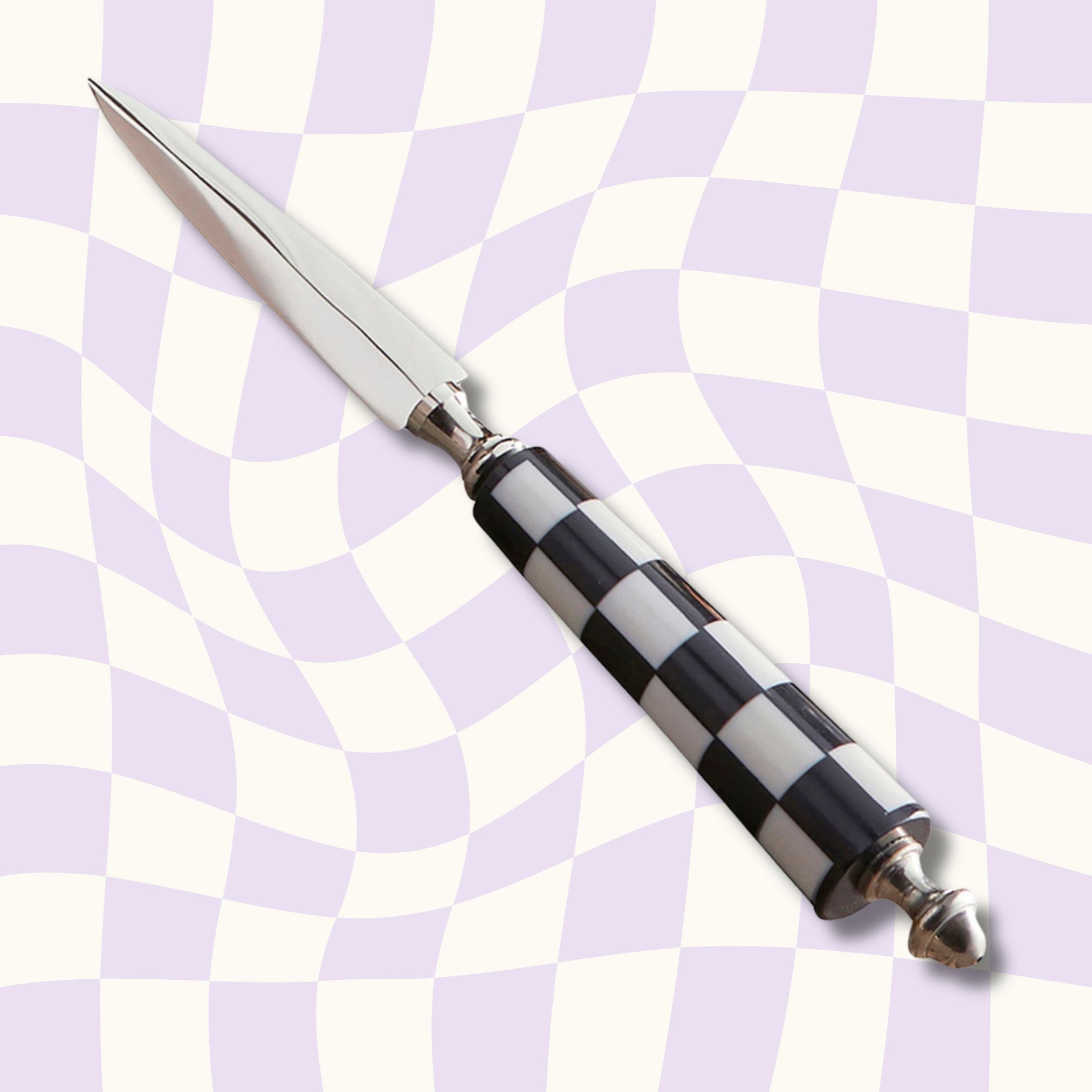 Checkered Envelope Cutter in Black and White | Aesthetic Vintage Desk