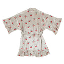 Cherries Ruffled Satin Shortie Robe - Mon Cheri Red and Ivory Wrap Belted Robe [Sizes S/MD - L/XL]