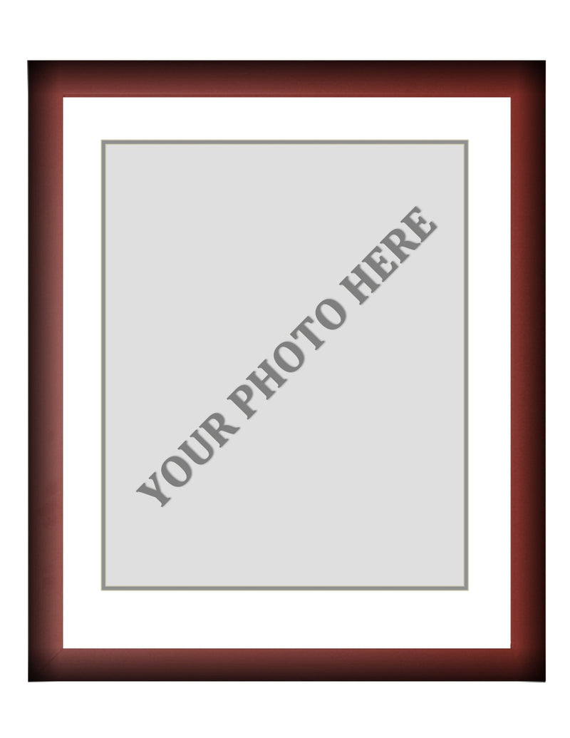Frame Kit - Cherry Wood Frame | White Matting | Gray Trim