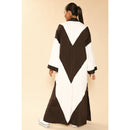 Chevron Kimono in Black and White Big Long Textured Satin Duster [Size SM-M Remaining]