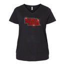 Nebraska Chevron Rhinestone V-Neck Tee | Multiple Sizes | Nature Finds & Designs