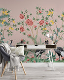 Pink Japanese Chinoiserie Removable Wallpaper Mural