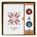 Christmas Card Set with Sticker Seals | Cozy Christmas Wishes | Blank Inside Holiday Greeting Cards Set of 12