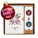 Christmas Card Set with Sticker Seals | Cozy Christmas Wishes | Blank Inside Holiday Greeting Cards Set of 12