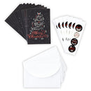 Christmas Card Set with Sticker Seals | Joy Peace Bright Cheers Merry Christmas Cards Set | Dark Floral Blank Inside Holiday Greeting Cards Set of 12