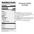SALE CLOSE DATED | Cinnamon Vanilla Crumbles | 2.4 oz | Gluten, Dairy, & Soy Free | The Gourmet Granola
