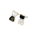 City Kitties Black and White Mini Cat Stud Earrings