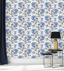 Fashionable Blue Large Peonies Wallpaper Fashionable