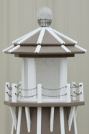 4 ft. Octagon Solar and Electric Powered Poly Garden Lighthouses, Clay/white trim