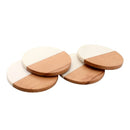 Mascot Hardware Fusion Wood and White Marble Effect 4 pieces Coaster Set