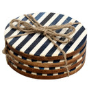 Mascot Hardware Striped 4 pieces White and Ocean Blue Coaster set