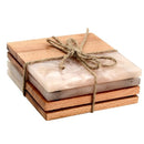 Mascot Hardware Fusion Wood and Marble Effect 4 pieces Half & Half Coaster Set