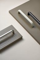 Satin Steel "Vibe" Cup Knob and Drawer Pull