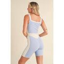 Color Block Romper in Blue [Sizes S-L]