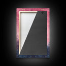Crescent moon painting on framed canvas print, moody art, pink abstract art, cherry blossom painting, vertical wall art decor